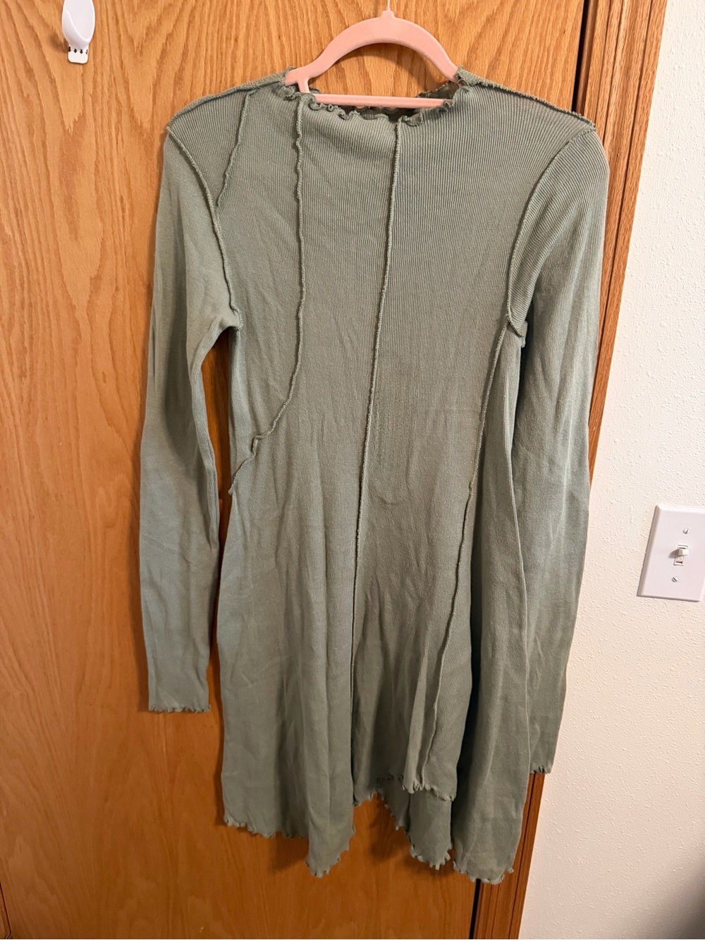 We The Free Long Sleeve Ribbed Dress in Sage